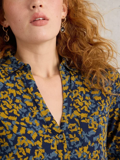 Langgeschnittene Bluse Annie - Navy Pr - 52 Bild 3