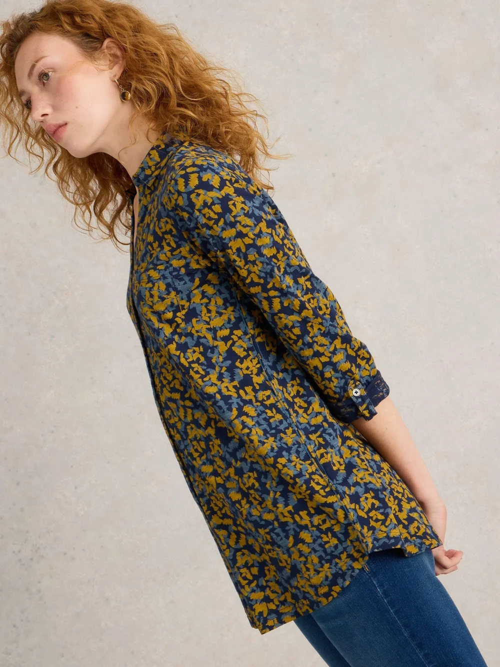 Langgeschnittene Bluse Annie - Navy Pr - 52 Bild 1