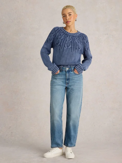 Pullover mit Zopfstrickmuster - Indigo Ble - 52 Bild 2