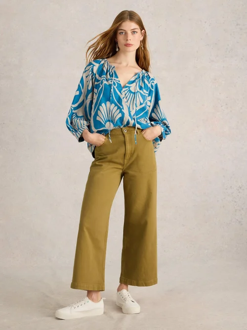 7/8-Jeans Tia mit weitem Bein - Khaki Grn - 40/R Bild 2