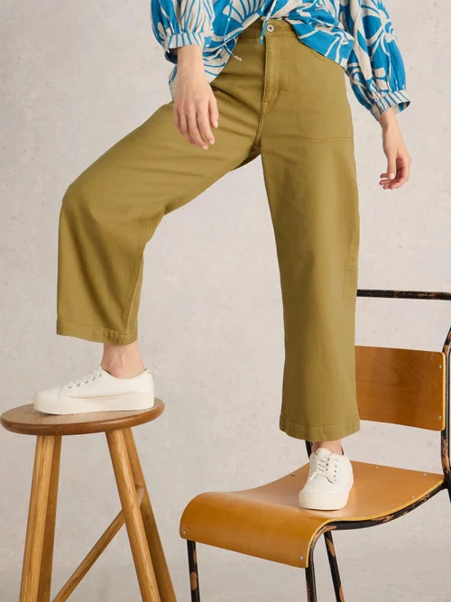 7/8-Jeans Tia mit weitem Bein - Khaki Grn - 40/R Bild 1