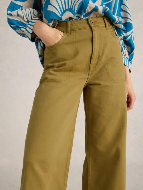 7/8-Jeans Tia mit weitem Bein - Khaki Grn - 40/R Bild 3