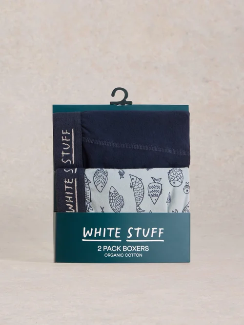 2-er Pack Boxershorts - Uni & Print - Navy Multi - S Bild 1