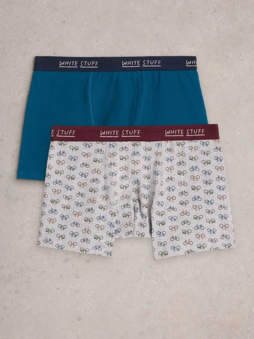 2-er Pack Boxershorts - Uni & Print - Teal Mlt - XL Bild 2