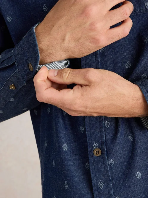 Jeanshemd mit Dobby-Struktur - Indigo Ble - XXXL Bild 3