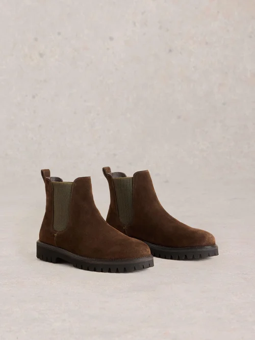 Chunky Chelsea Boots aus Wildleder - Dk Brown - 45 Bild 3