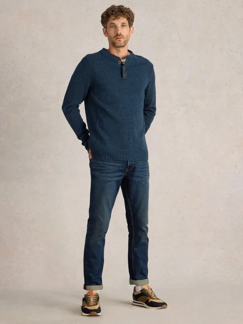Longsleeve Henley - Dark Navy - XXXL Bild 2