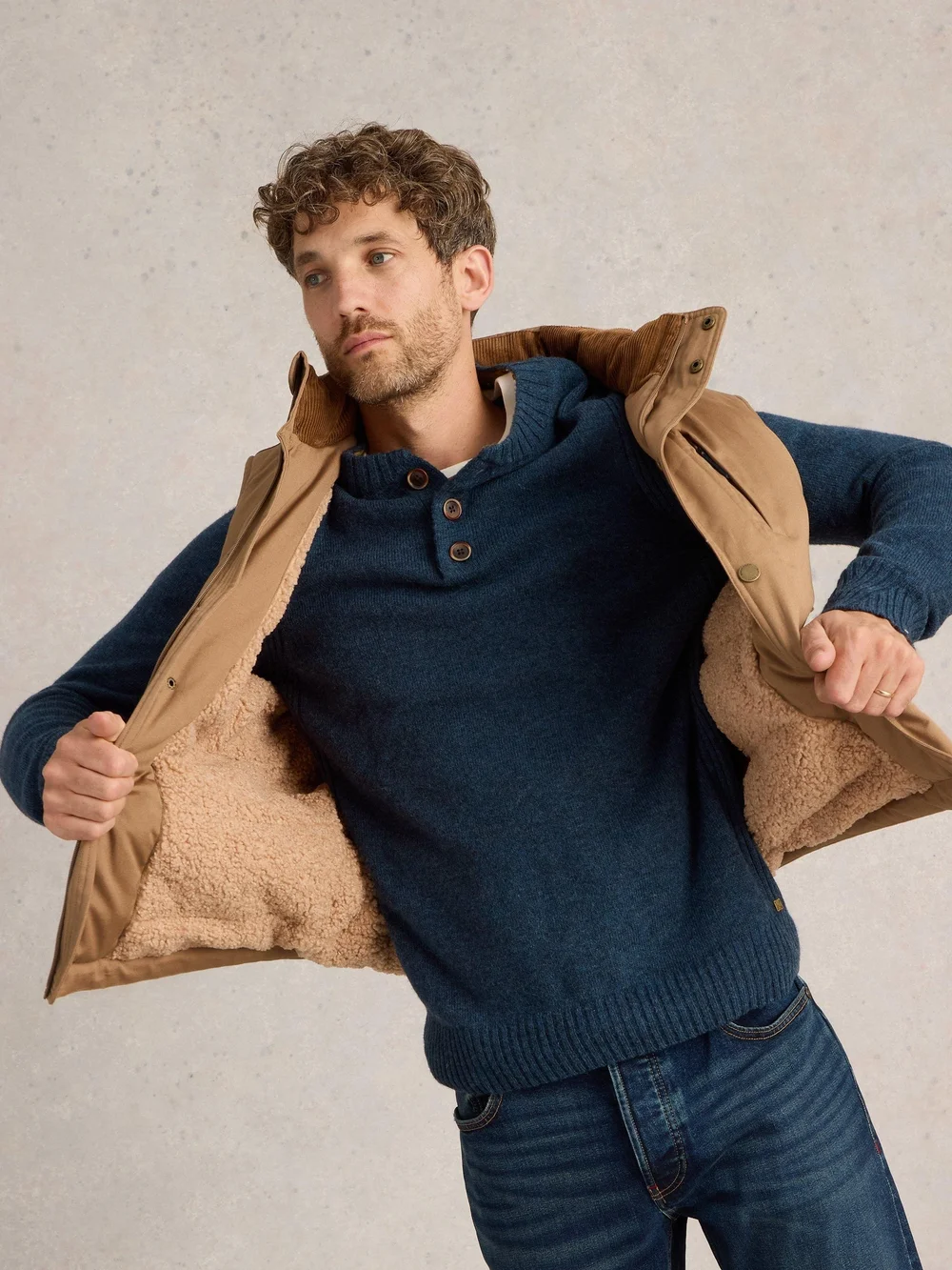 Longsleeve Henley - Dark Navy - XXXL Bild 1