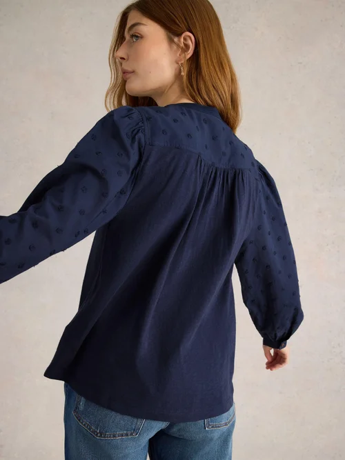Bluse Eloise aus Dobby-Mix - Dark Navy - 52 Bild 4