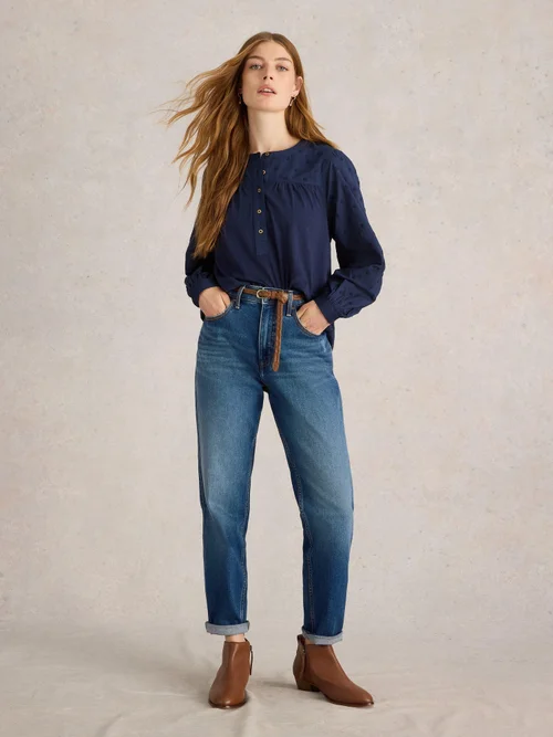 Bluse Eloise aus Dobby-Mix - Dark Navy - 52 Bild 2