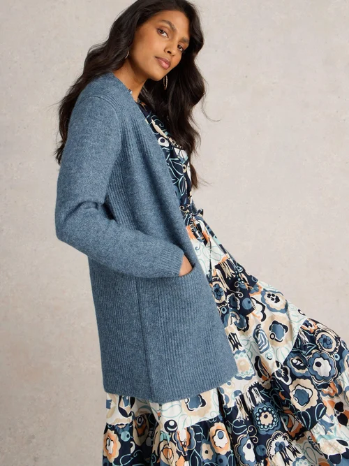 Lange Strickjacke Erin - Mid Blue - XL Bild 3