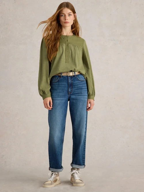 Bluse Eloise aus Materialmix - Khaki Grn - 52 Bild 2