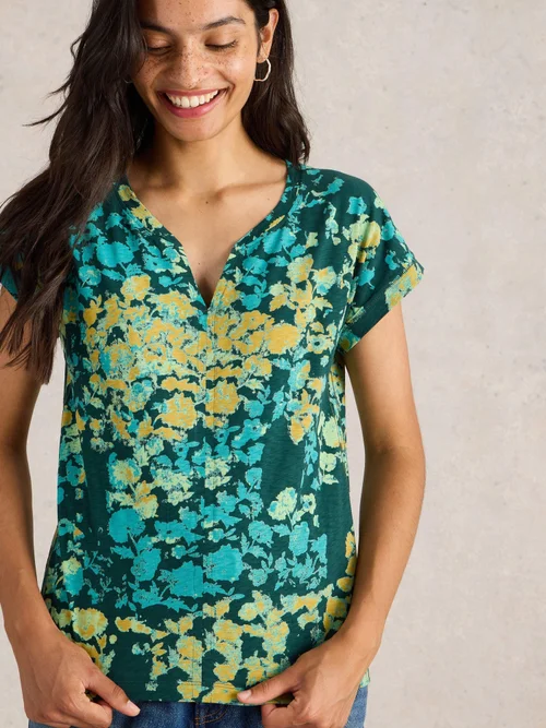 T-Shirt Nelly mit Keilausschnitt - Green Pr - 40 Bild 3