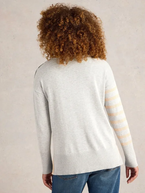 Pullover Olive mit Herz und Streifen - Nat Mlt - 44 Bild 4