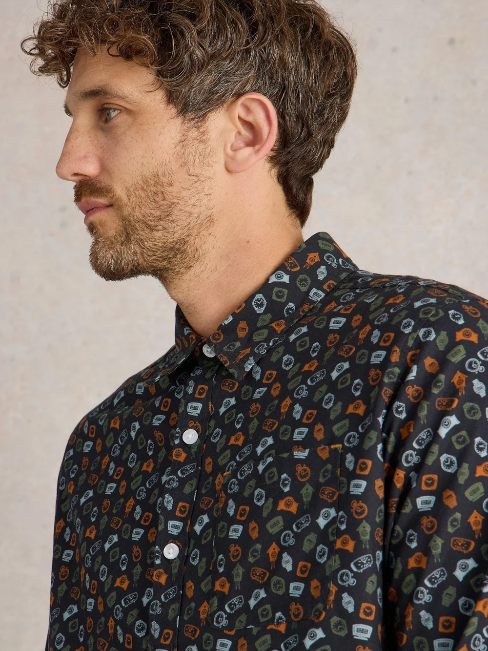 Hemd mit Clock-Print - Navy Pr - XXXL Bild 1