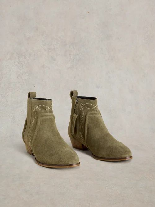 Bestickte Stiefeletten Cedar - Khaki Grn - 38 Bild 3