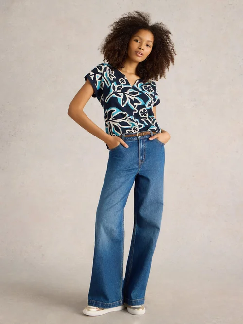 T-Shirt Nelly mit Keilausschnitt - Navy Pr - 36 Bild 2