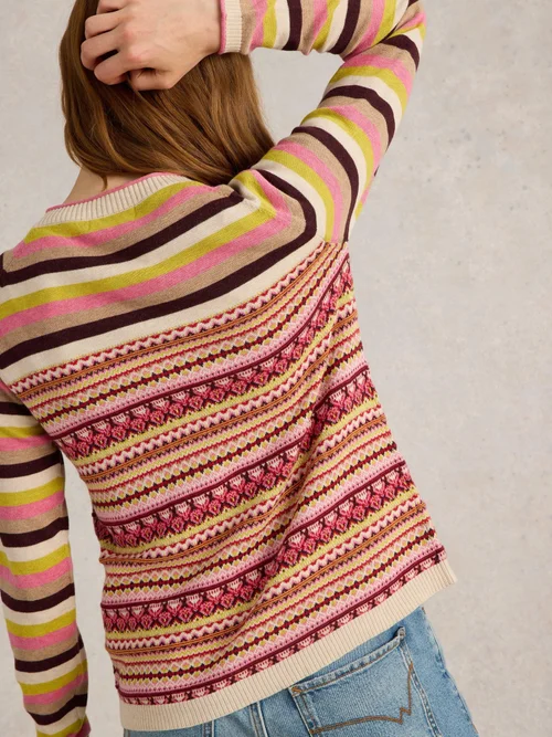 Lulu Strickjacke Fairisle - Pink Mlt - 52 Bild 4