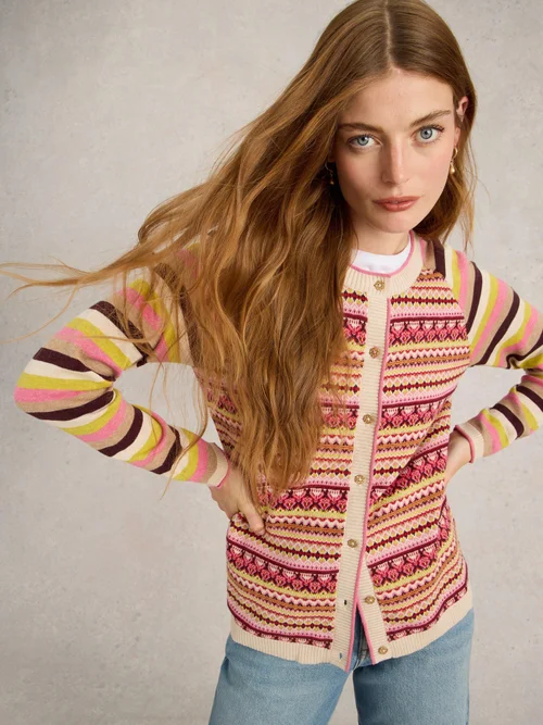 Lulu Strickjacke Fairisle - Pink Mlt - 42 Bild 1