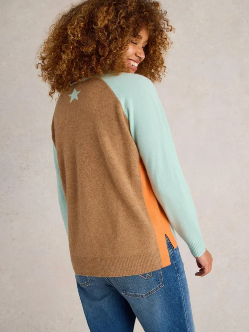 Kaschmirpullover Verity mit V-Ausschnitt - Blue Mlt - 44 Bild 4