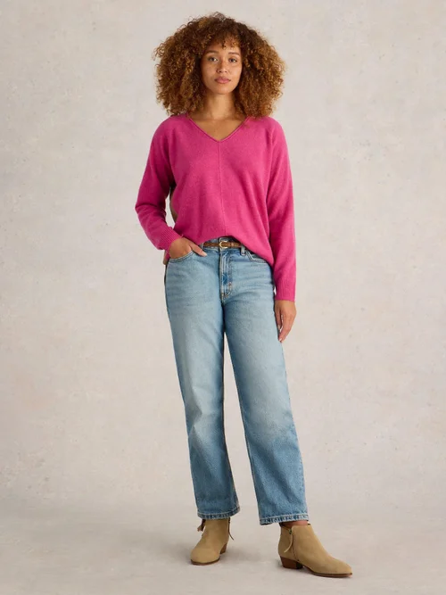 Kaschmirpullover Verity mit V-Ausschnitt - Pink Mlt - 52 Bild 2