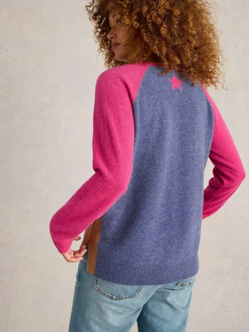 Kaschmirpullover Verity mit V-Ausschnitt - Pink Mlt - 52 Bild 4