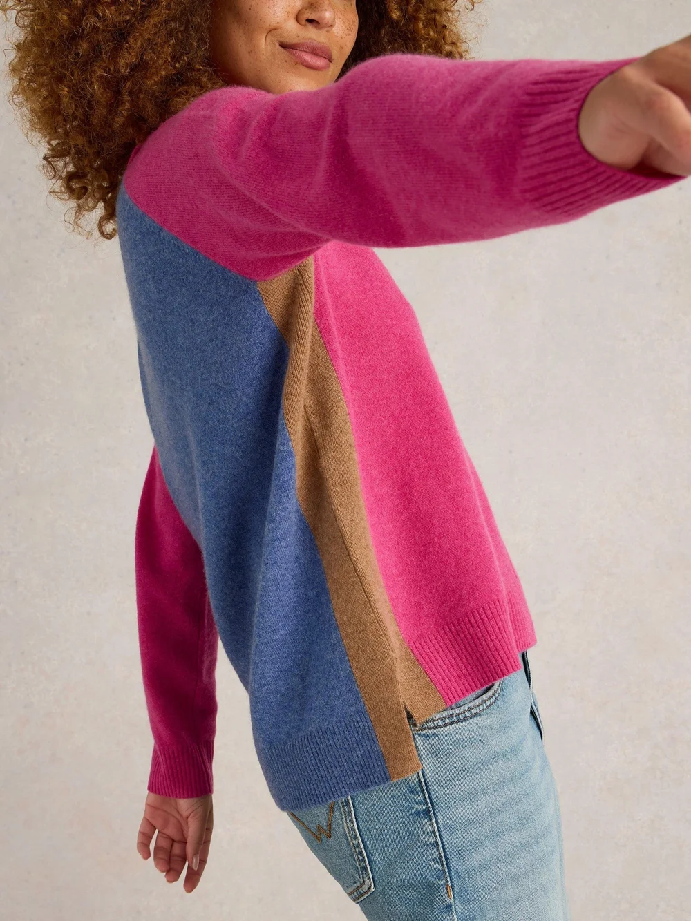 Kaschmirpullover Verity mit V-Ausschnitt - Pink Mlt - 52 Bild 1