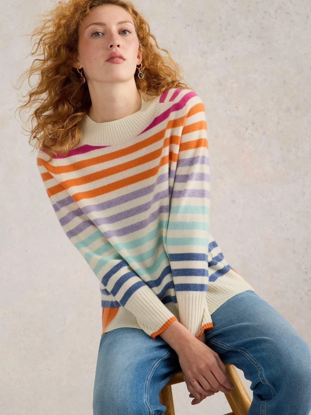 Kaschmirpullover mit Regenbogenstreifen - Nat Mlt - 34 Bild 1