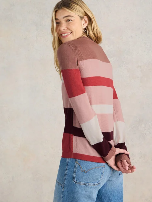 Merinopullover mit Colour-Block-Streifen - Plum Mlt - 52 Bild 4
