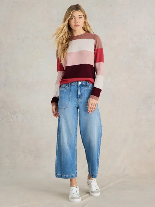 Merinopullover mit Colour-Block-Streifen - Plum Mlt - 50 Bild 2