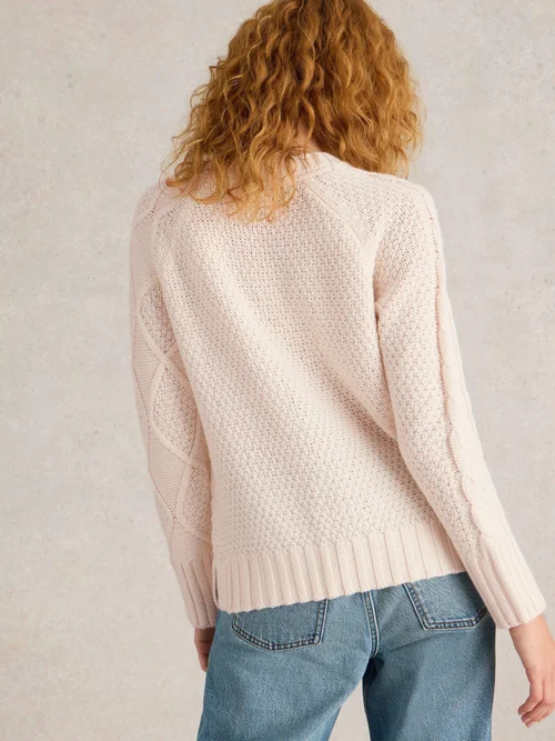 Pullover mit Patchwork-Strickmuster - Lgt Nat - 46 Bild 4