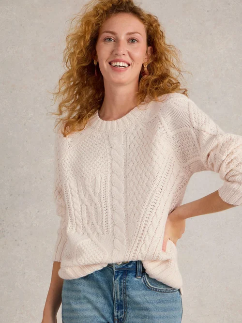 Pullover mit Patchwork-Strickmuster - Lgt Nat - 46 Bild 3