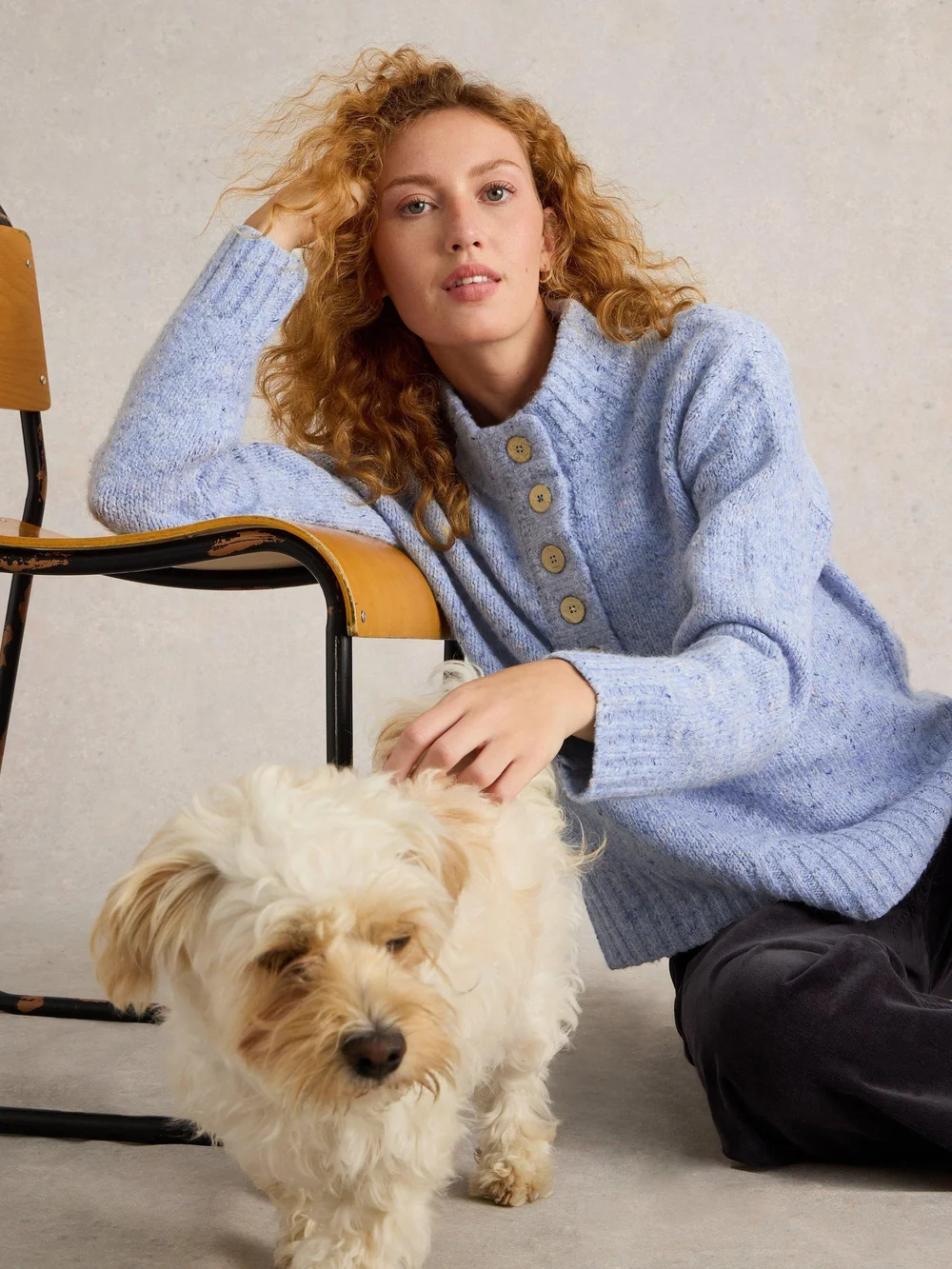 Pullover Bella mit Knopfleiste - Blue Mlt - 50 Bild 1