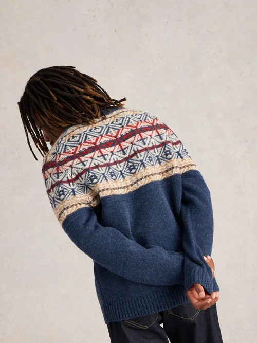 Pullover Lewis mit Trichterkragen - Navy Multi - XXXL Bild 4