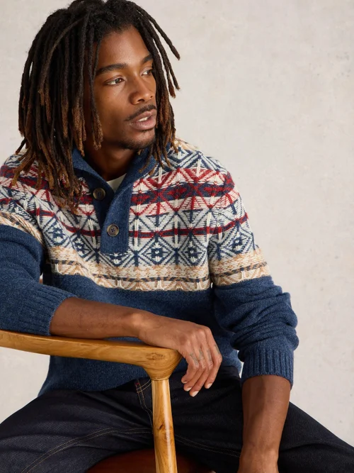 Pullover Lewis mit Trichterkragen - Navy Multi - XXXL Bild 1