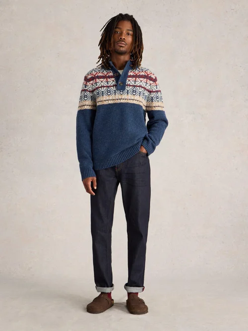 Pullover Lewis mit Trichterkragen - Navy Multi - XXXL Bild 2