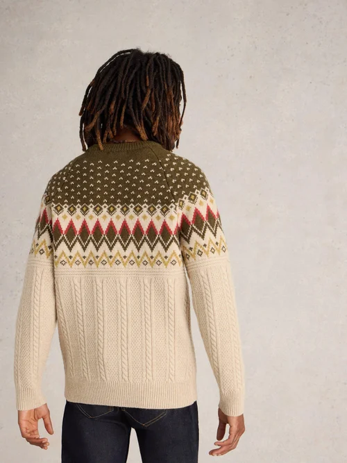 Norwegerpullover mit Zopfstrickmuster - Nat Mlt - XS Bild 4