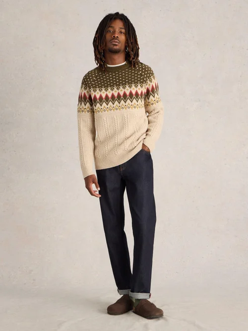 Norwegerpullover mit Zopfstrickmuster - Nat Mlt - XS Bild 2