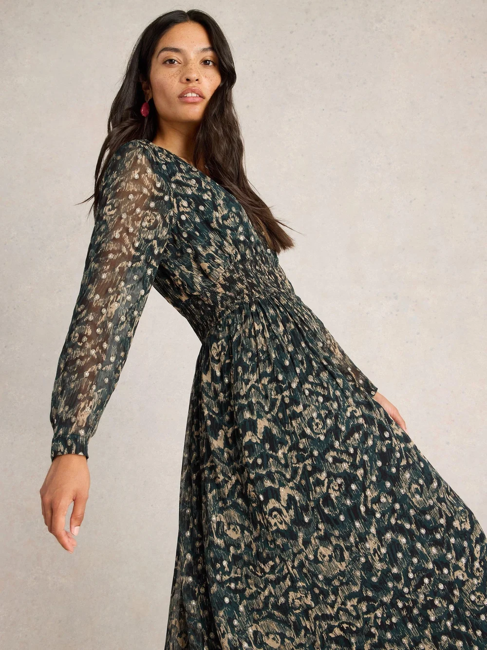 Maxikleid Edie mit Glitzertupfen - Blk Mlt - 52/R Bild 1