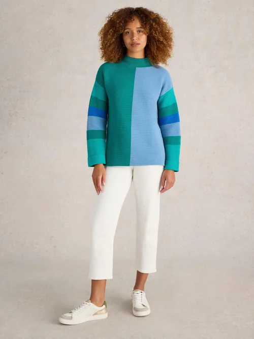Pullover Jana mit Stehkragen - Teal Mlt - 52 Bild 2