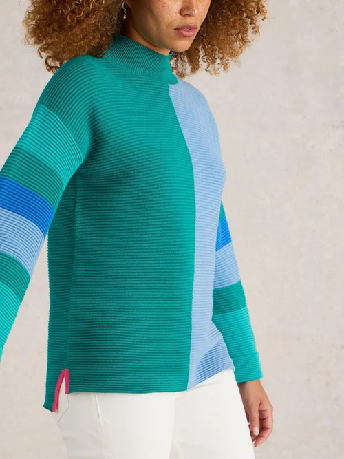 Pullover Jana mit Stehkragen - Teal Mlt - 52 Bild 3