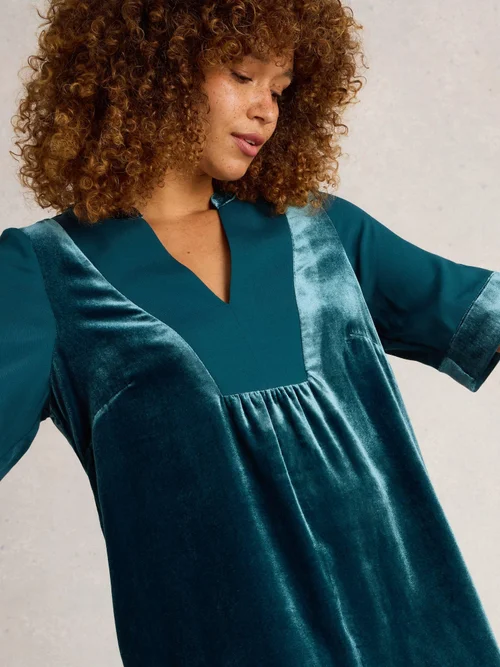 Kleid Ash aus Samtmix - Dk Teal - 44/R Bild 3