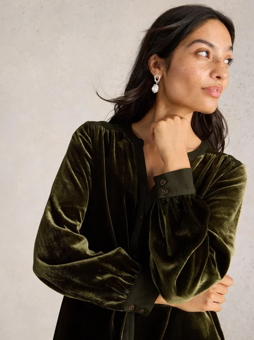 Samttunika Olive - Khaki Grn - 34/R Bild 3