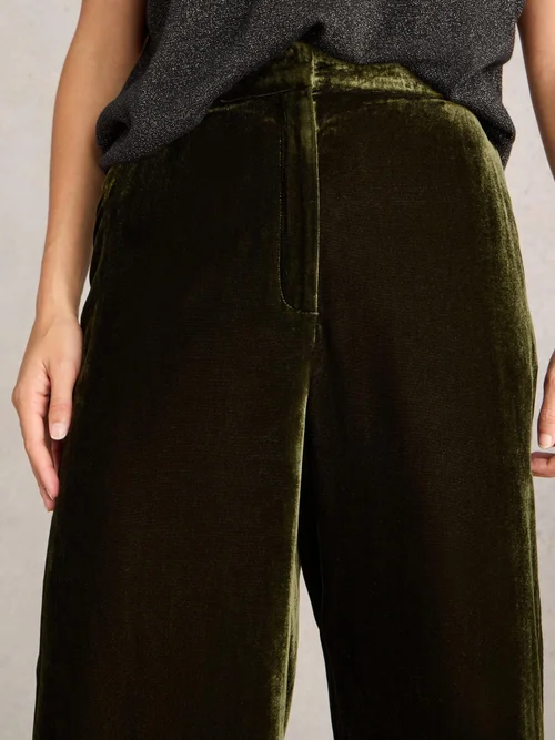 Samthose Belle mit weitem Bein - Khaki Grn - 52/R Bild 3