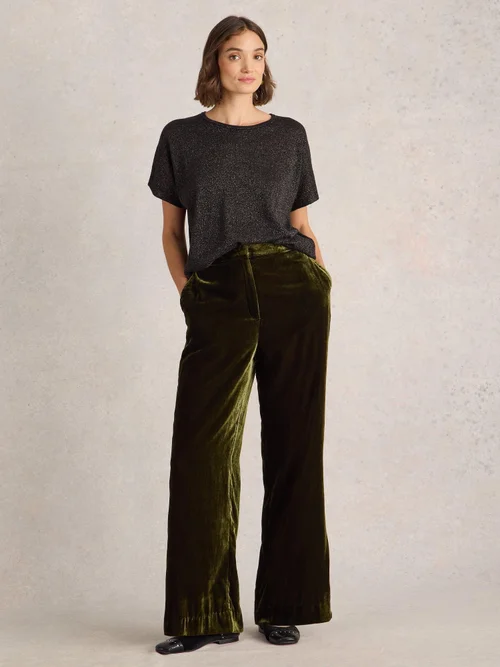 Samthose Belle mit weitem Bein - Khaki Grn - 52/R Bild 2