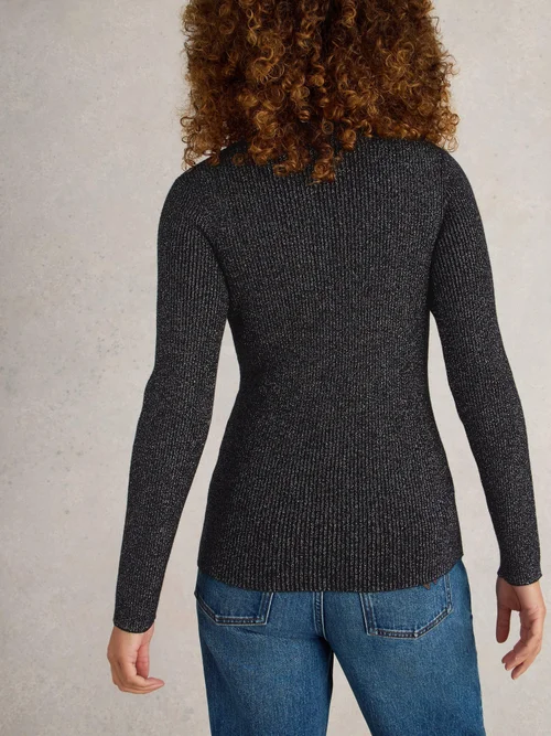 Glitzernder Rippenpullover Lila - Pure Blk - 50 Bild 4