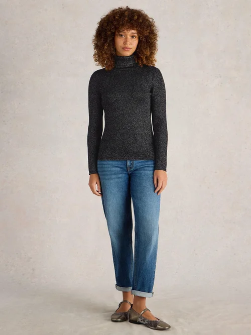 Glitzernder Rippenpullover Lila - Pure Blk - 50 Bild 2