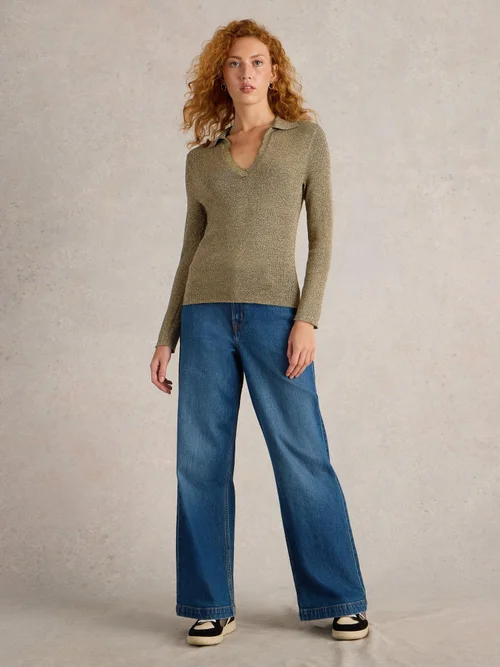 Glitzernder Rippenpullover Riley - Khaki Grn - 52 Bild 2