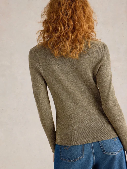 Glitzernder Rippenpullover Riley - Khaki Grn - 48 Bild 4