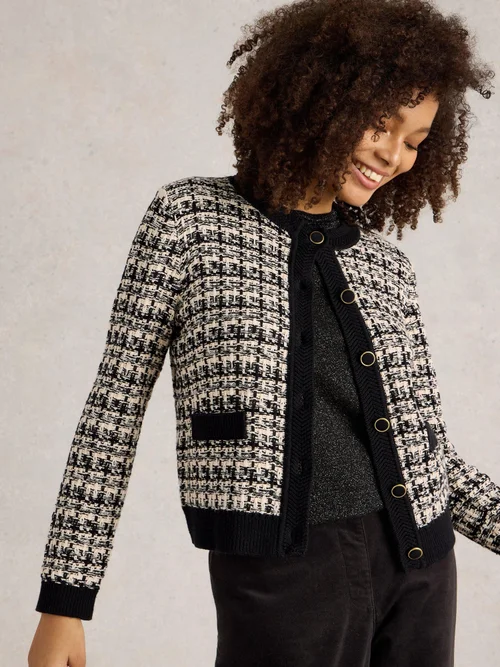 Bouclé Strickjacke Kelly - Blk Mlt - 52 Bild 3